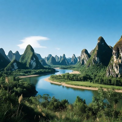 Li River winding through karst mountains