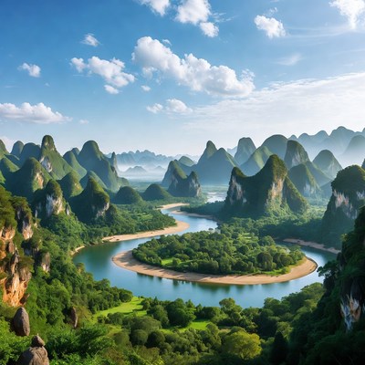 Li River winding through karst mountains