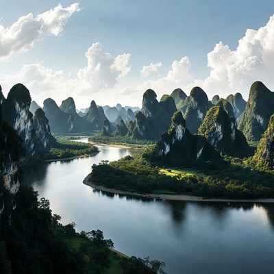 Li River Karst Mountains Landscape
