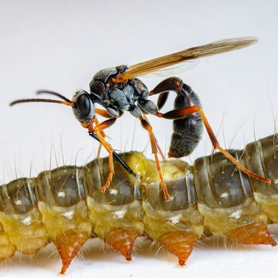 Wasp Eating Caterpillar