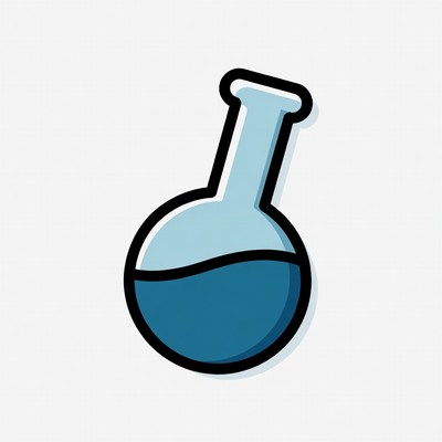 Blue Erlenmeyer Flask with Liquid