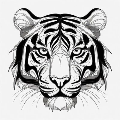 Abstract Tiger Face Illustration