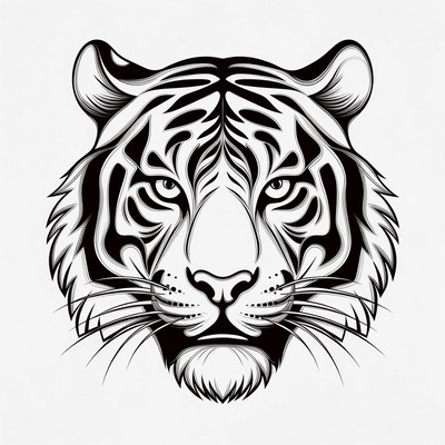 Tiger head line art
