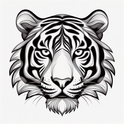 Detailed tiger face illustration
