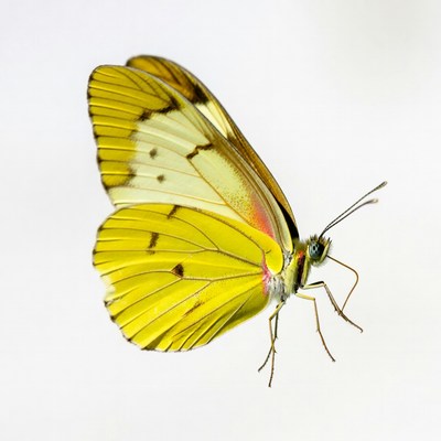 Yellow butterfly on white background