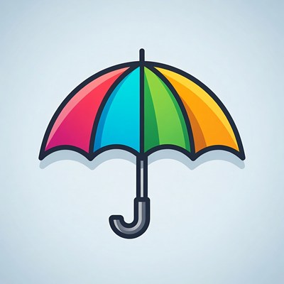 Colorful Rainbow Umbrella Illustration