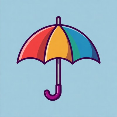 Colorful Rainbow Umbrella Illustration