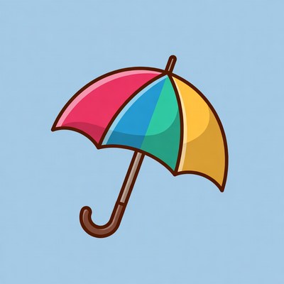 Colorful Rainbow Umbrella Illustration