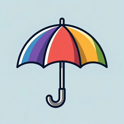 Colorful Rainbow Umbrella Illustration
