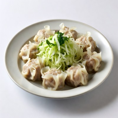 Steamed Dumplings with Cucumber Garnish