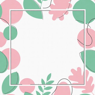 Pink Green Leaf Dots Frame
