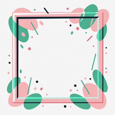 Pink Green Abstract Frame Border