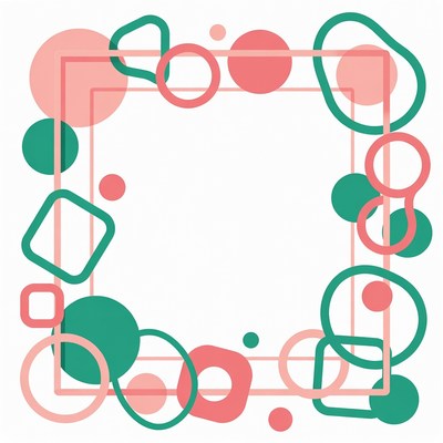 Pink Green Geometric Border Frame