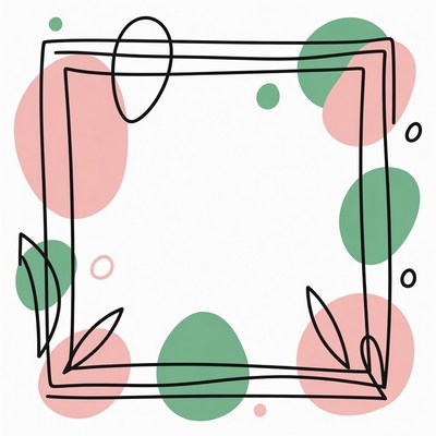 Pink Green Abstract Frame Illustration