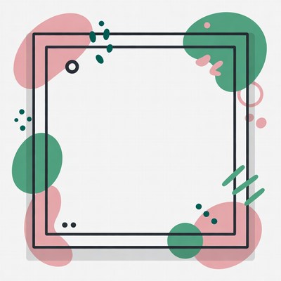 Pink Green Abstract Frame Border