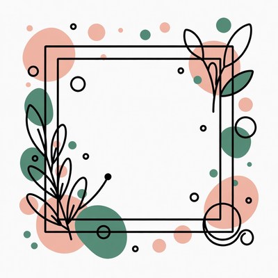 Floral Leaf Empty Frame Border