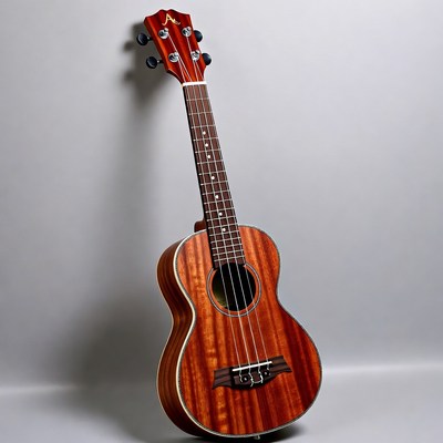 Red Acoustic Ukulele Hanging on Wall