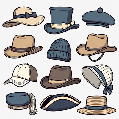 Variety of Illustrated Hats