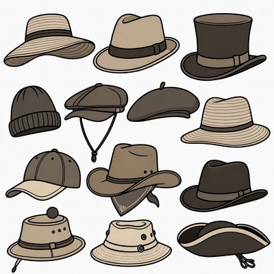 Variety of Hats Illustration