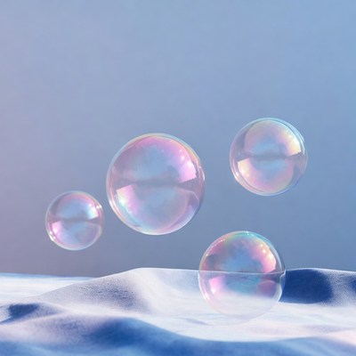 Floating Iridescent Soap Bubbles