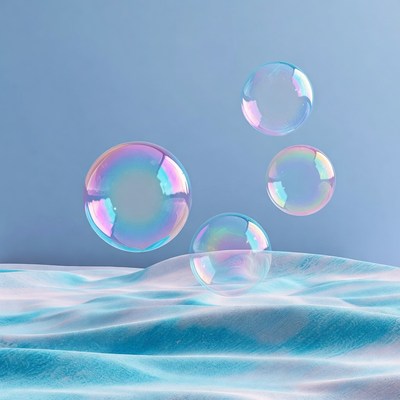 Floating Iridescent Soap Bubbles