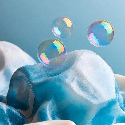 Colorful Bubbles on Blue Background