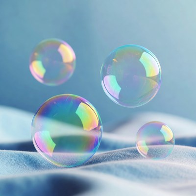 Colorful soap bubbles floating