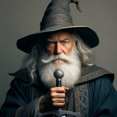 Wizard holding sword