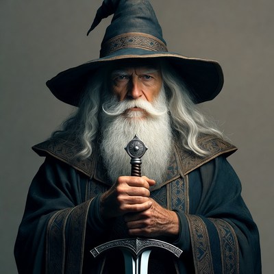 Wizard holding sword