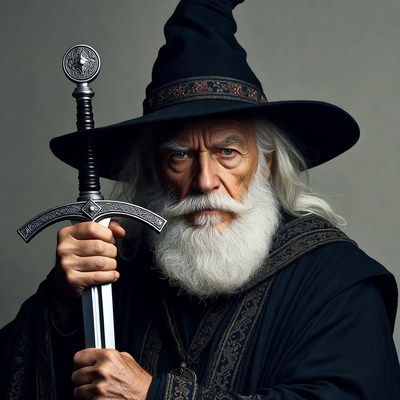 Wizard holding sword