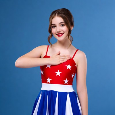 Girl in patriotic red white blue dress