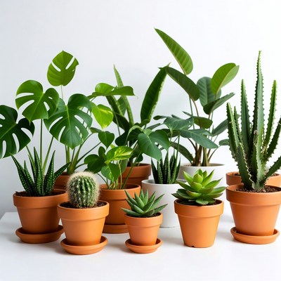 Variety of potted houseplants
