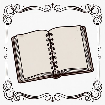 Open Blank Spiral Notebook Illustration