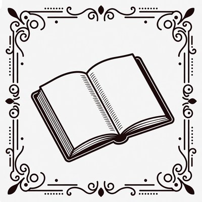 Open Book in Ornate Frame