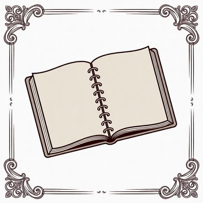 Open Spiral Notebook Ornate Frame
