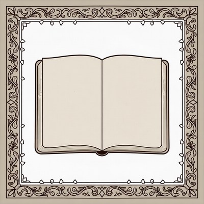 Open book with ornate frame