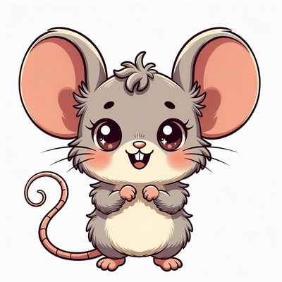 Cute cartoon mouse smiling
