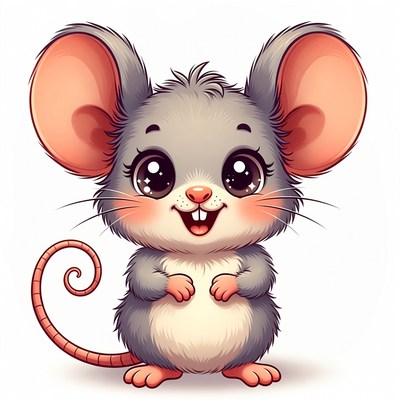 Cute cartoon mouse smiling