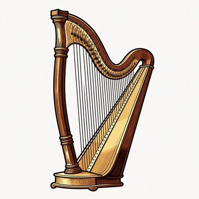 Golden Harp Illustration