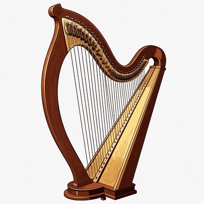 Wooden Harp Illustration