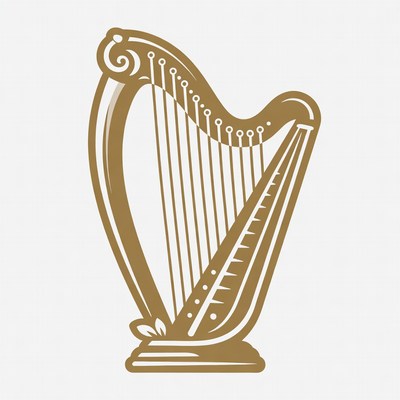 Golden Harp Illustration