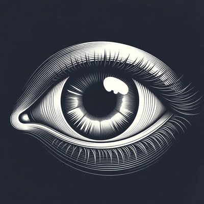 Detailed Black and White Eye Illustration