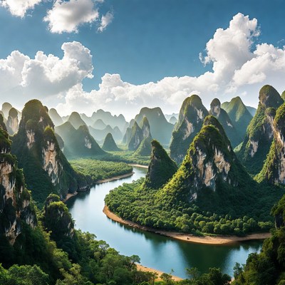 Li River Karst Mountains Landscape