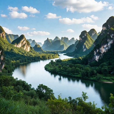 Winding River Karst Mountains Landscape