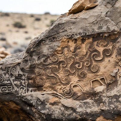 Ancient Rock Spiral Petroglyphs
