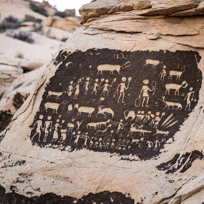 Ancient Petroglyphs on Desert Rock