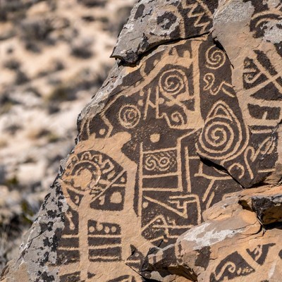 Ancient Petroglyphs on Desert Rock