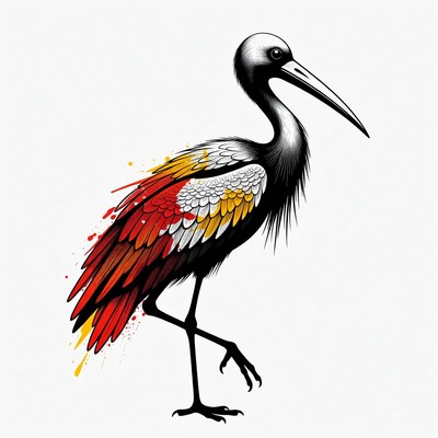 Colorful Heron Illustration Standing
