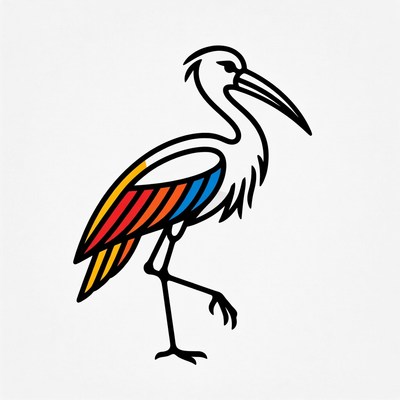 Colorful Rainbow Heron Illustration