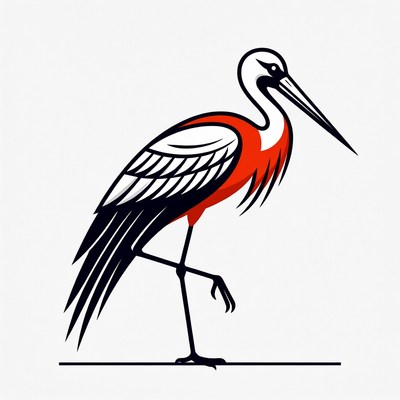 Red-crowned crane illustration